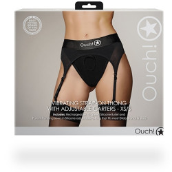 Ouch! Porte-Jarretelles vibrant Strap-On Thong Garters Noir